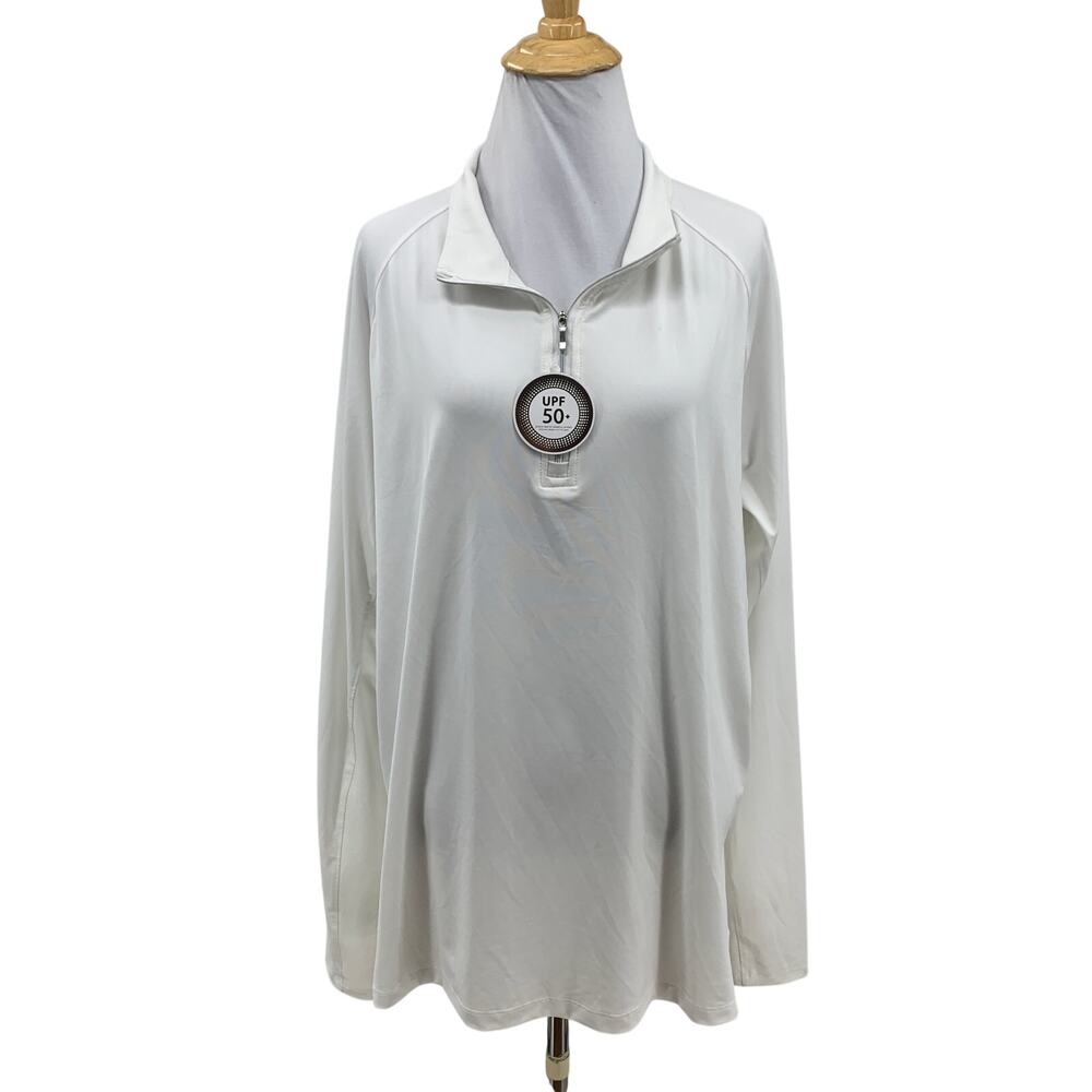 Lady Hagen Shirt Womens XXL White UPF 50 UV Long Sleeve Quarter Zip Golf Mock